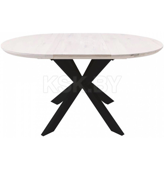 Стол РАУНД раздвижной, d100(140)*75, дуб беленый/чёрное подстолье КСЕ/Р-80  (86015) 