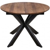 Стол РАУНД раздвижной, d100(140)*75, дуб мореный/чёрное подстолье КСЕ/Р-80