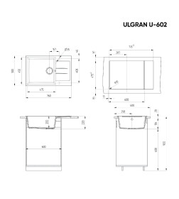 Мойка кухонная Ulgran U-602-308 (Чёрный)