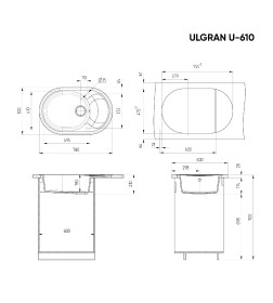 Мойка кухонная Ulgran U-610-308 (Чёрный)