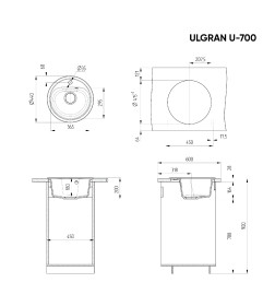 Мойка кухонная Ulgran U-700-344 (Ультра-черный)