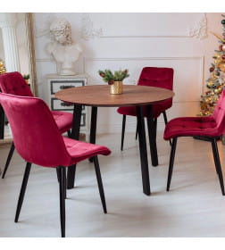 Стол ЭЛЬБРУС, d100*74, дуб мореный/черный