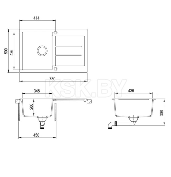 Мойка AquaSanita Tesa SQT 101 710 AW alba (SQT 101 710) 