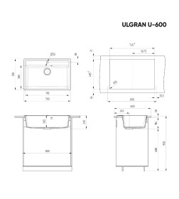 Мойка кухонная Ulgran U-600-328 (Бежевый)