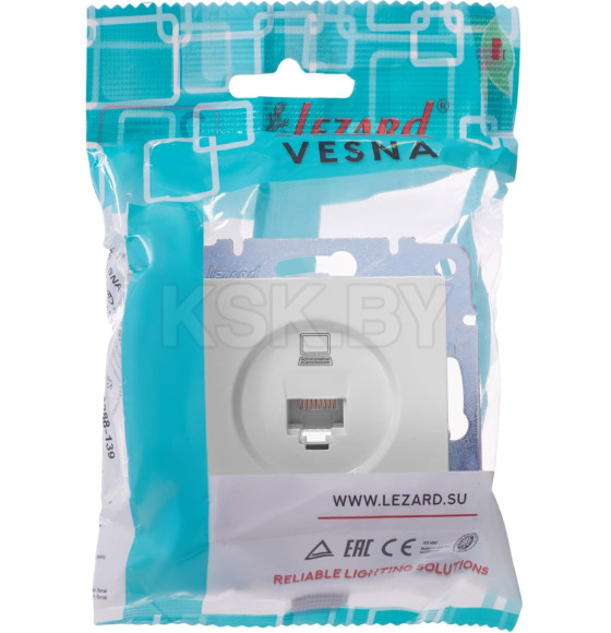 Розетка компьютерная белая Vesna Lezard (742-0288-139) 