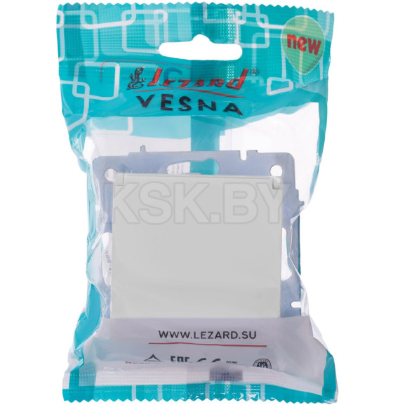 Розетка с/з с крышкой ПБТ белая Vesna Lezard (742-0288-123B)