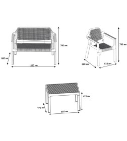 Набор мебели EASY COMFORT (диван, 2 кресла, стол), коричневый