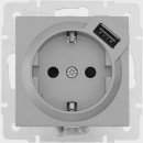 Розетка с/з + USB разъём платина Vesna Lezard (742-3588-181) 