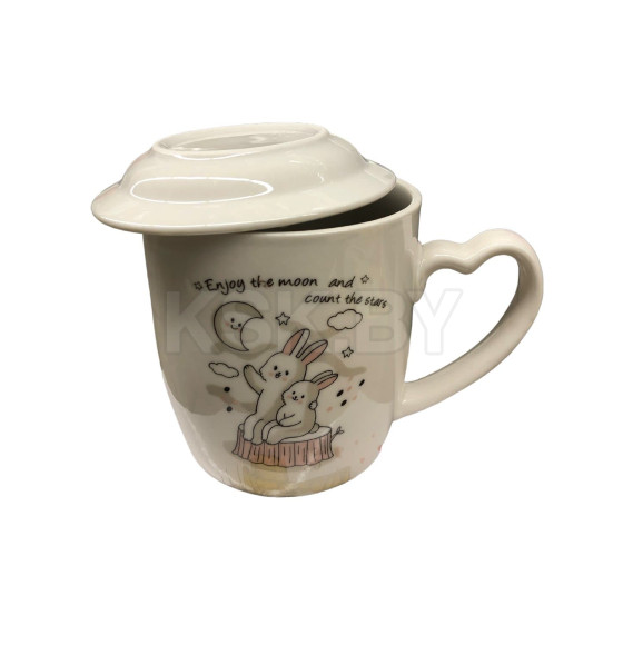 Кружка MUG-457, 450мл с ложкой и крышкой (MUG-457) 