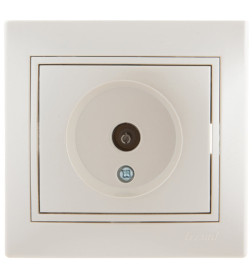 Розетка ТВ проходная жемчужно-белый  перламутр со вставкой Mira Lezard