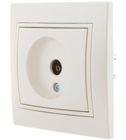 Розетка ТВ проходная жемчужно-белый  перламутр со вставкой Mira Lezard