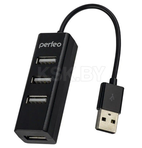 Адаптер USB-HUB 4 Port PF-HYD-6010H черный (PF_A4525) Perfeo (PF_A4525) 