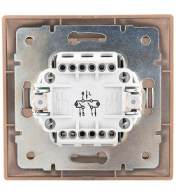 Выключатель двойной с подстветкой светло-коричневый перламутр со вставкой Mira Lezard