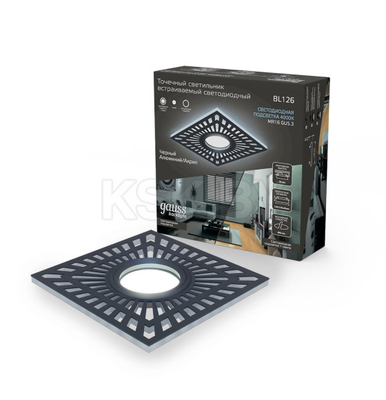 Встраиваемый светильник BL126 GU5.3, LED 3Вт 4000K Черный Gauss Backlight (BL126) 
