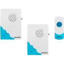 Беспроводной дверной звонок с двумя вызывными панелями 32 мелодии 100м кнопка IP44 (белый/синий) REXANT RX-5 (73-0050) 