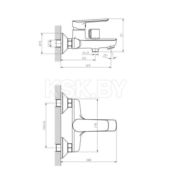 Смеситель Esko Lagos для ванны, LG 54 (LG 54) 