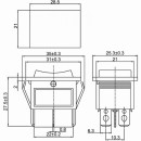 Переключатель клавишный 250V 15А (6с) ON-OFF-ON красный  с подсветкой и нейтралью  REXANT (36-2390) 