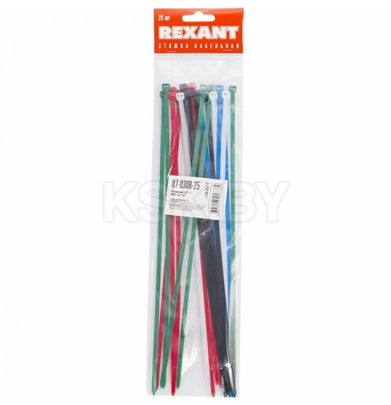 Хомут nylon 300х5.0 мм цветные (25 шт.) REXANT 07-0308-25 (07-0308-25) 