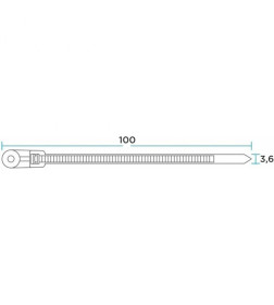 Стяжкa нейлоновая под винт 100х3,6 мм черная (упак. 100 шт.) Rexant 07-0105