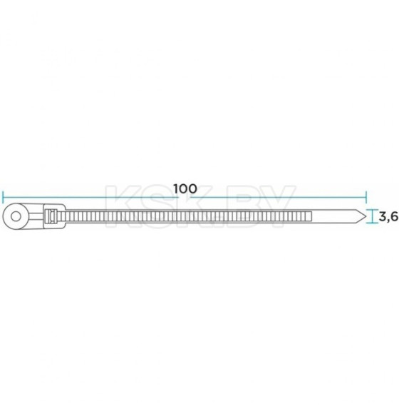 Стяжкa нейлоновая под винт 100х3,6 мм черная (упак. 100 шт.) Rexant 07-0105 (07-0105) 