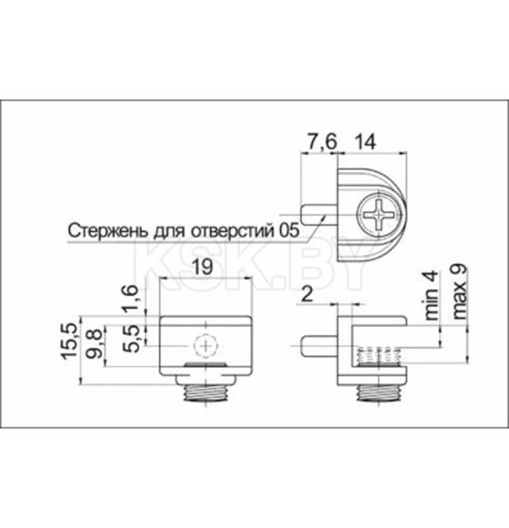 Полкодержатель для стекла регулируемый MV-09 под сверление,хром (103820) 