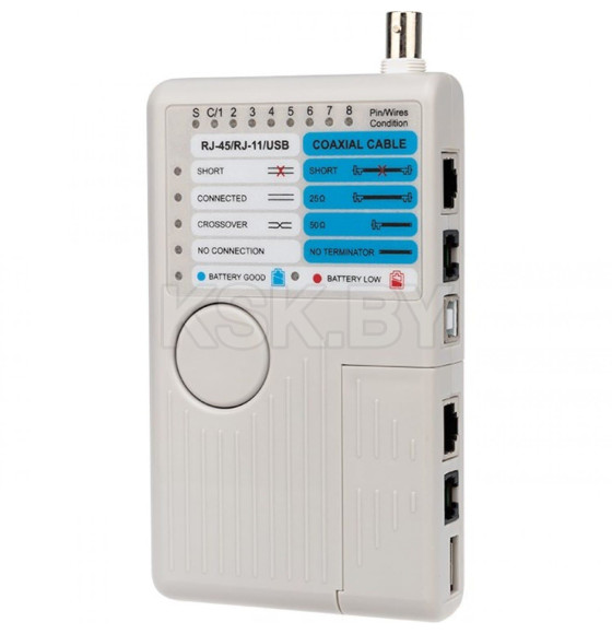 Тестер кабеля универсальный RJ-45/RJ-11/RJ-12/USB/BNC (HT-2468B) REXANT 12-1003 (12-1003) 
