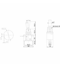 Тумблер 12V 20А (3c) ON-OFF однополюсный  с красной LED подсветкой REXANT