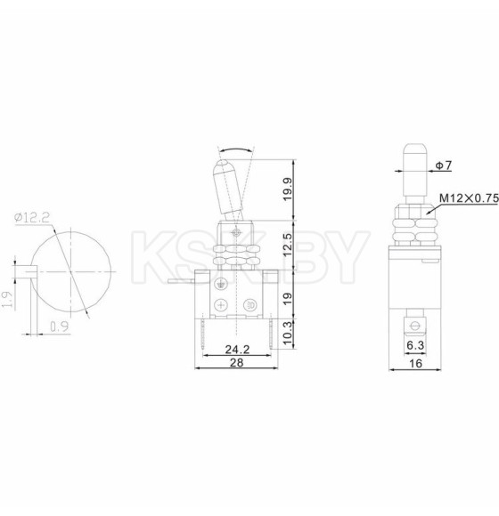 Тумблер 12V 20А (3c) ON-OFF однополюсный  с красной LED подсветкой REXANT (36-4330) 