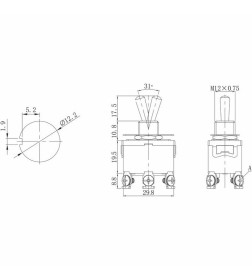 Тумблер 250V 15А (6c) ON-OFF-ON двухполюсный (KN-203) REXANT 06-0328-B