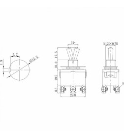 Тумблер 250V 6А (6c) ON-(ON) двухполюсный  (KN-212)  REXANT