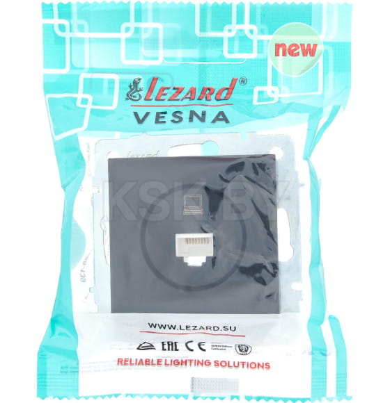 Розетка компьютерная чёрный бархат Vesna Lezard (742-4288-139) 