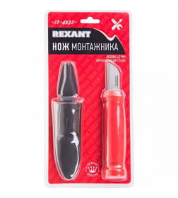 Нож монтажника, нержавеющая сталь, лезвие 42 мм REXANT 12-4932