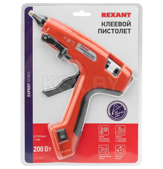 Пистолет клеевой REXANT 12-1533 (200 Вт, Ø11 мм, «ЭКСПЕРТ») (12-1533) 