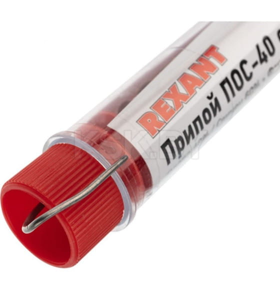 Припой с канифолью ПОС-40 REXANT, 10 г, Ø1.0 мм, (олово 40%, свинец 60%), колба (09-3100) 