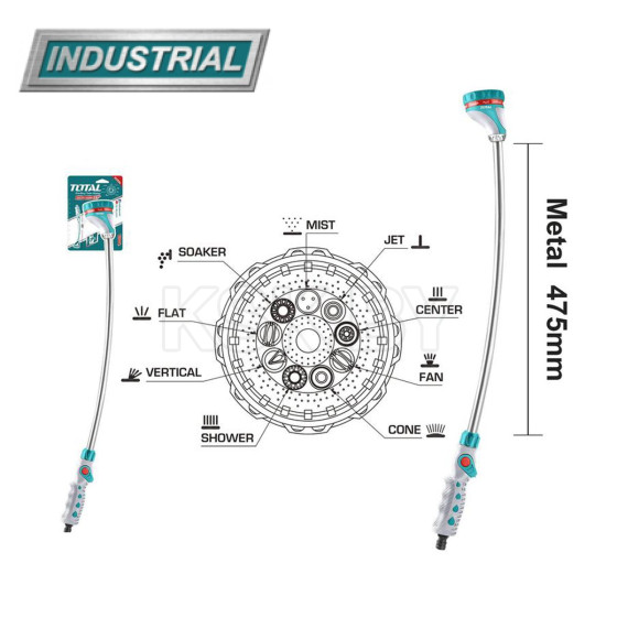 Пистолет-распылитель 9-позиционный на штанге 700 мм TOTAL THWW092 (THWW092) 