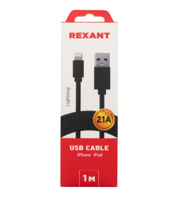 Кабель USB-Lightning 1 м 2 A черный ПВХ REXANT