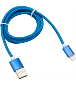 Кабель USB-Lightning 1 м синяя нейлоновая оплетка REXANT