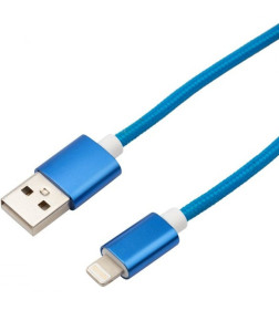 Кабель USB-Lightning 1 м синяя нейлоновая оплетка REXANT