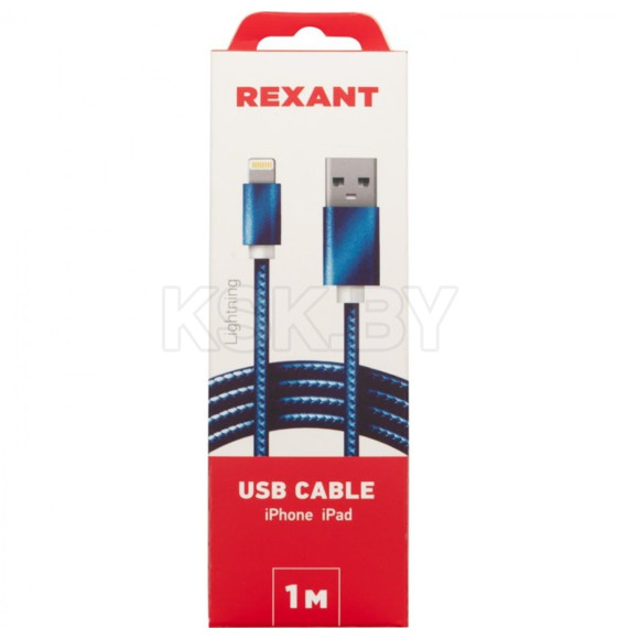 Кабель USB-Lightning 1 м синяя нейлоновая оплетка REXANT (18-7052) 