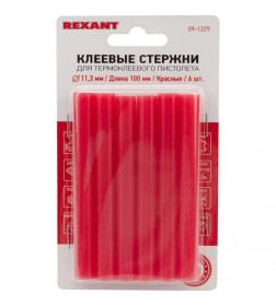 Клеевые стержни d=11,3 мм, L=100 мм, красные (упак. 6 шт.) REXANT