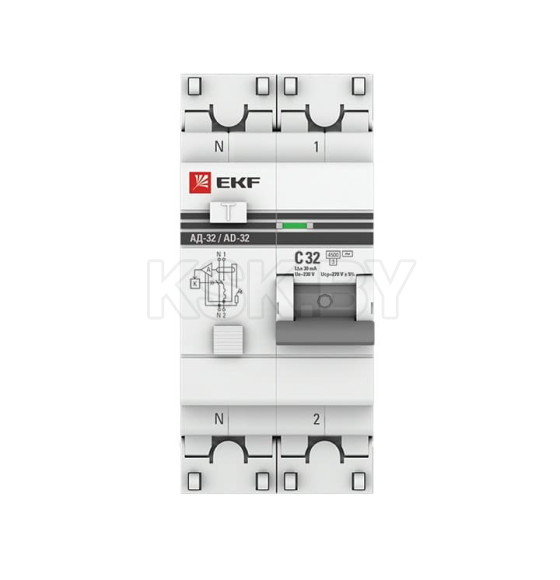 Дифференциальный автомат АД-32 1P+N 32А 30mA хар.С EKF Proxima (DA32-32-30-pro) 