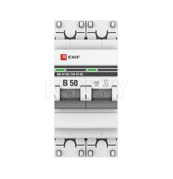 Автоматический выключатель 2P 50А (В) 4,5kA ВА 47-63 EKF PROxima (mcb4763-2-50B-pro) 