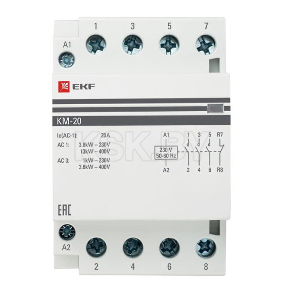 Контактор модульный КМ 20А 3NО+NC (3 мод.) EKF PROxima (km-3-20-31) 