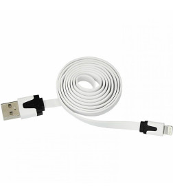 USB кабель для iPhone 5-5S slim шнур плоский 1М белый