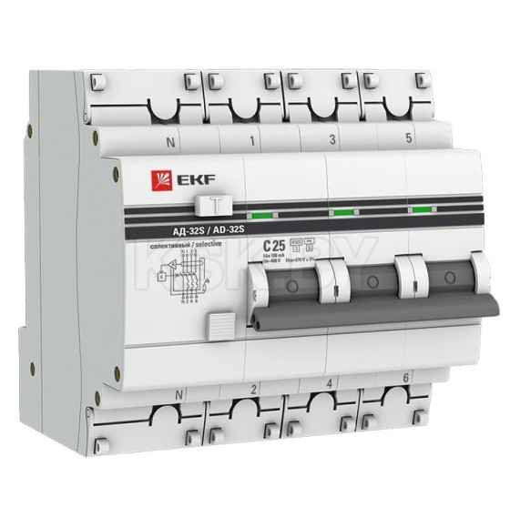 Дифференциальный автомат АД-32 (селективный) 3P+N 25А/100мА EKF PROxima (DA32-25-100S-4P-pro) 