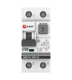 Дифференциальный автомат АВДТ-63 50А/100мА (характеристика С, электронный, тип А) 6кА EKF PROxima