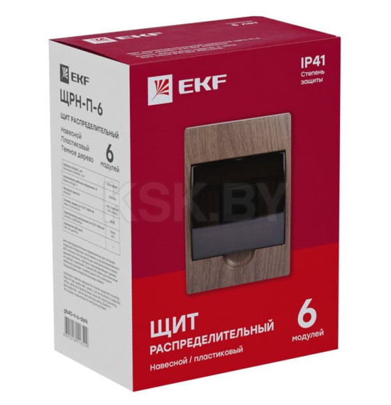 Щит распределительный навесной ЩРН-П- 6 темное дерево IP41 EKF PROxima (pb40-n-6-dark) 