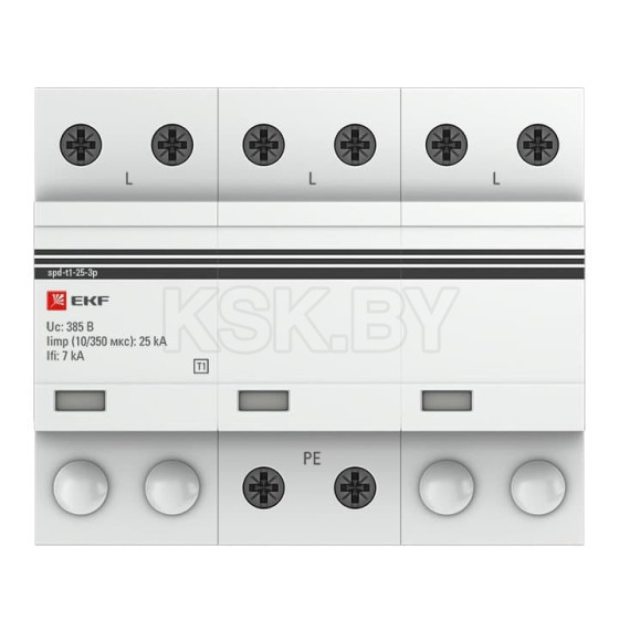 Устройство защиты от импульсных перенапряжений Тип 1 Iimp 25kA (10/350μs) 3P EKF (spd-t1-25-3p) 