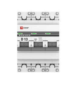 Автоматический выключатель 3P 13А (D) 4,5kA ВА 47-63 EKF PROxima