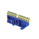 Шина "0" N (6х9мм) 14 отверстий латунь синий изолятор на DIN-рейку EKF PROxima (sn0-63-14-d) 